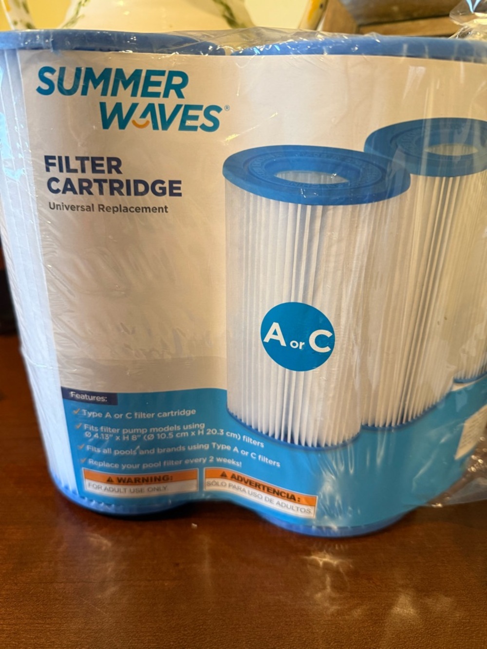 Summer Waves A or C Pool Filter Cartridge - White with Blue Trim-2 of them